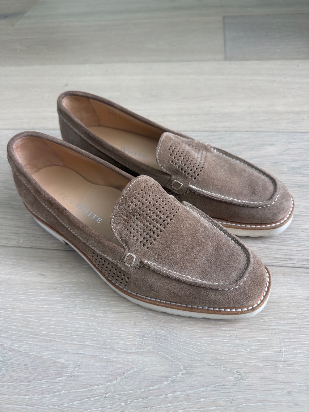 Ron white suede summer loafers